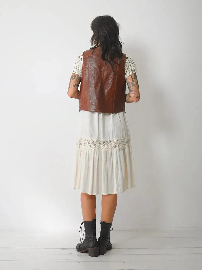 1970's Tobacco Leather Vest