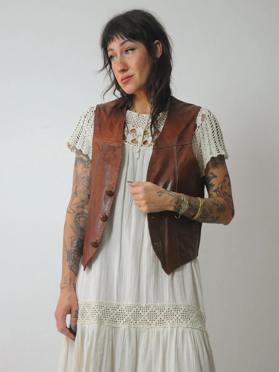 1970's Tobacco Leather Vest