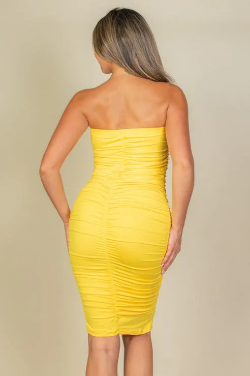 4-Way Ruched Tube Midi Dress