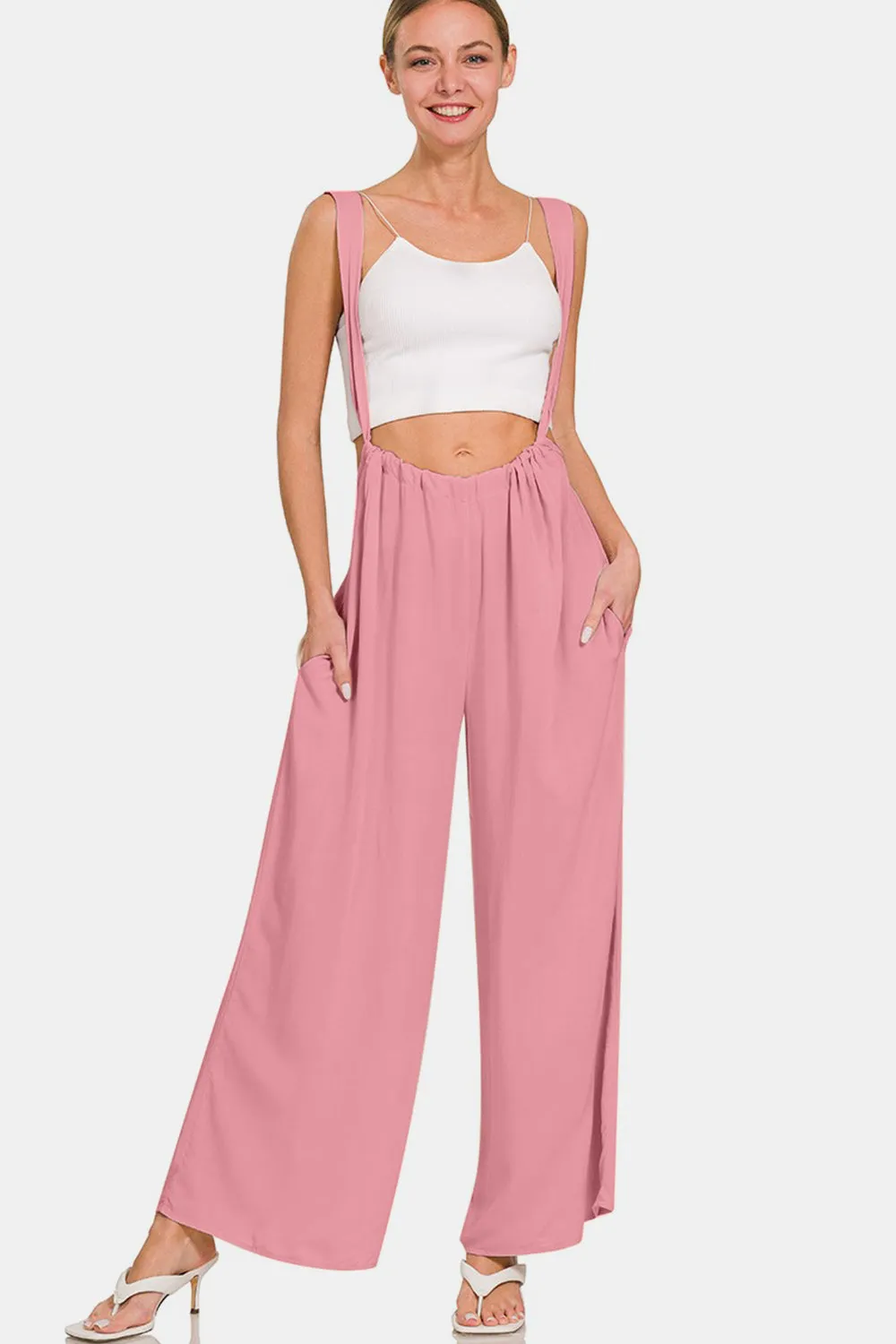 Abbie Thin Strap Overalls in Lt. Rose