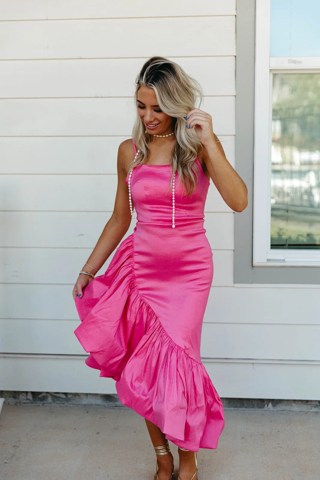 Addison Midi Dress - Pink