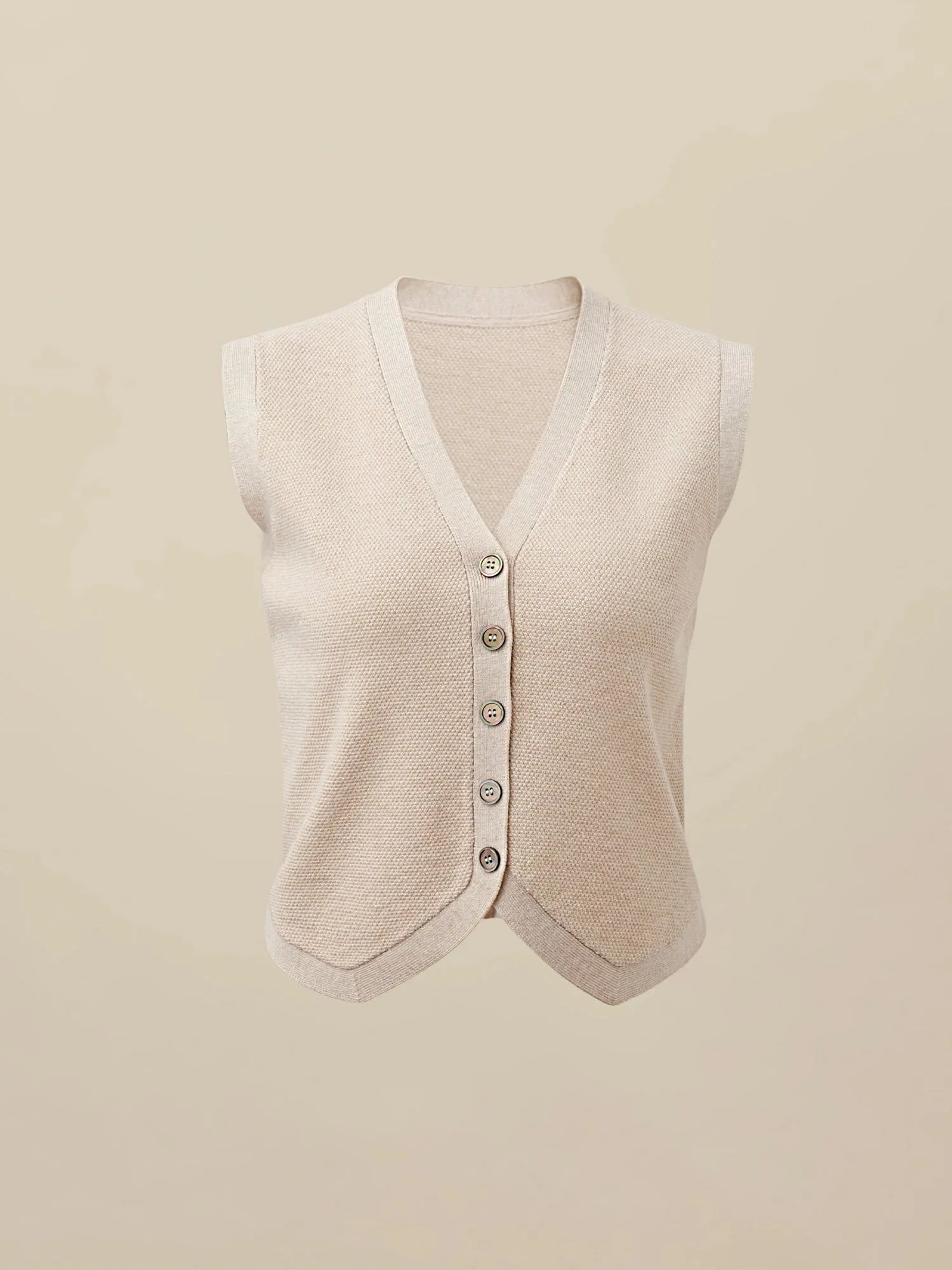 Amoretu Wool Gold Silver Yarn Sweater Vest