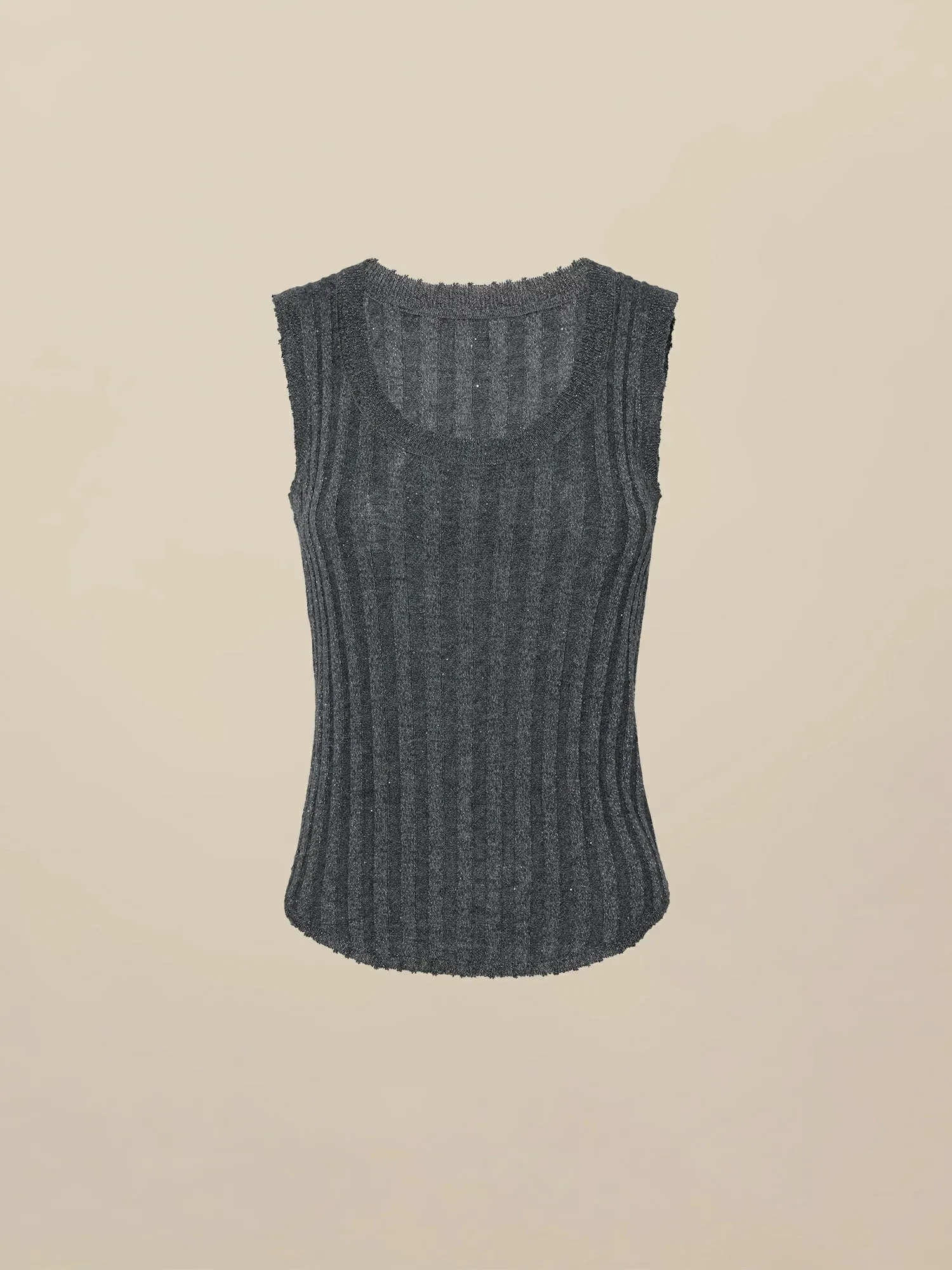 Amoretu Wool U-Neck Sequin Knitted Vest