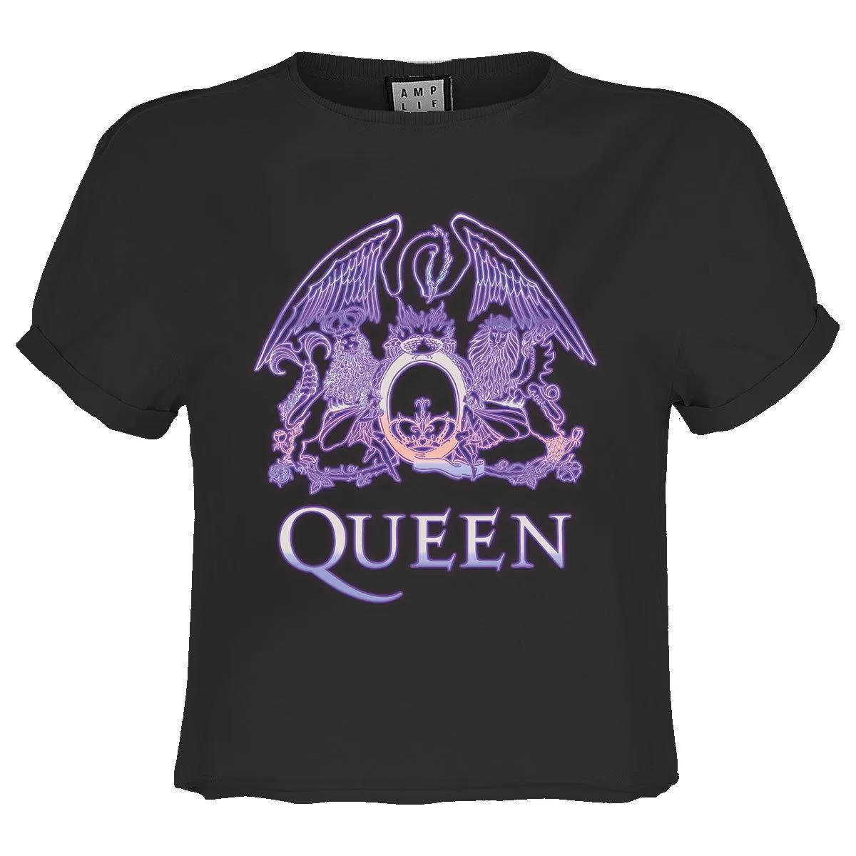 Amplified Womens/Ladies Neon Sign Queen Crop Top