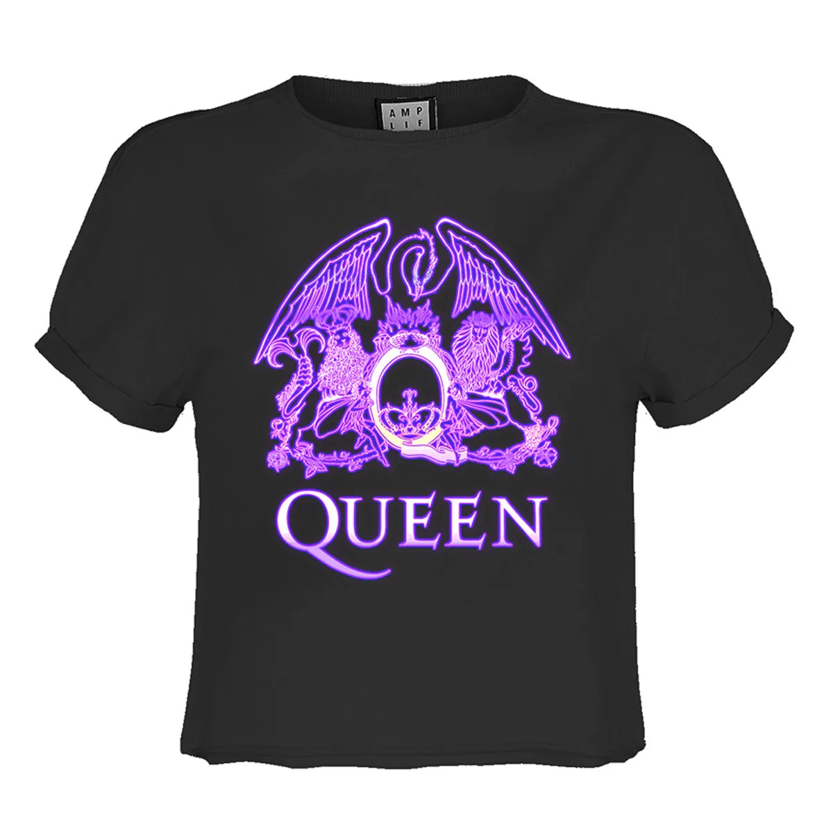 Amplified Womens/Ladies Neon Sign Queen Crop Top