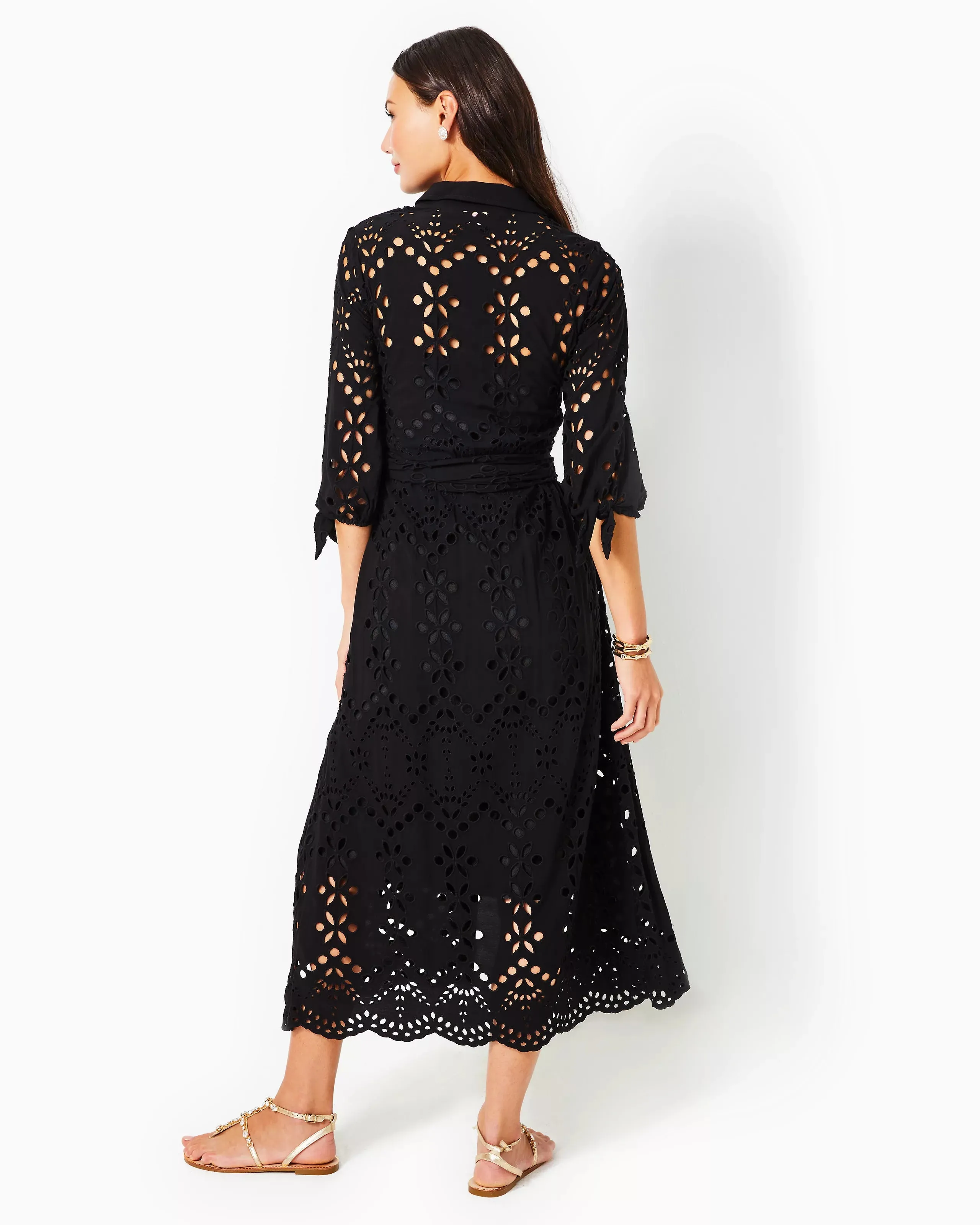 Amrita Eyelet Midi Dress, Onyx