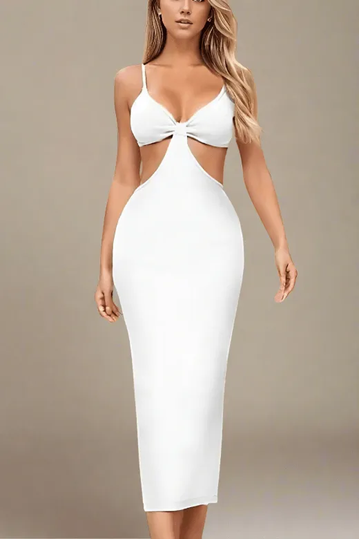 Aria Bodycon Day Maxi Dress - Pearl White