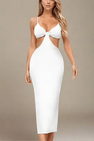 Aria Bodycon Day Maxi Dress - Pearl White