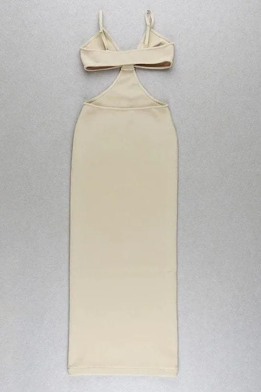 Aria Bodycon Day Maxi Dress - Pearl White