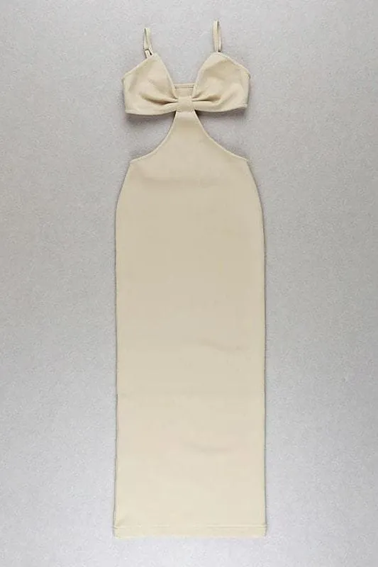 Aria Bodycon Day Maxi Dress - Pearl White