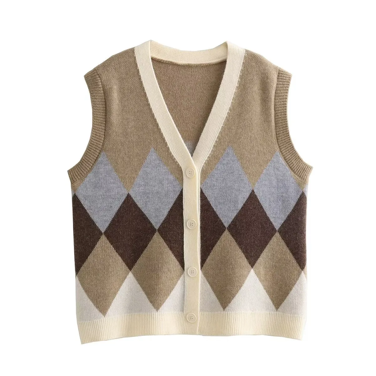 Asheley Vintage Argyle Sweater Vest