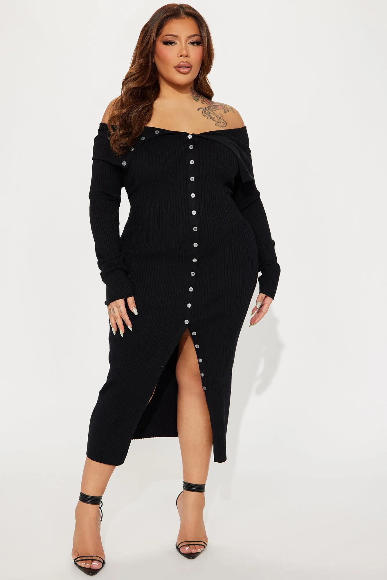 Ashley Sweater Midi Dress - Black