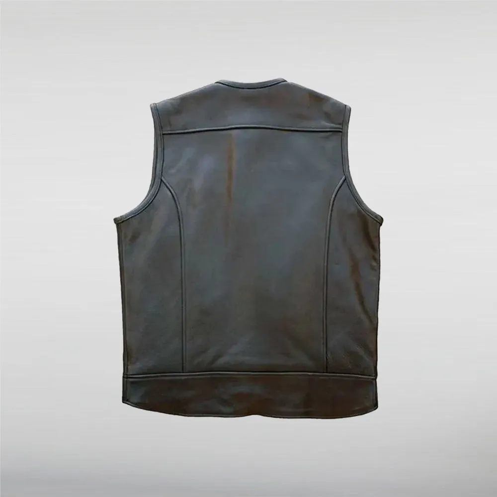 Asymmetrical MC Club Leather Vest