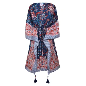 Bhawani Blue Floral Midi Kaftan