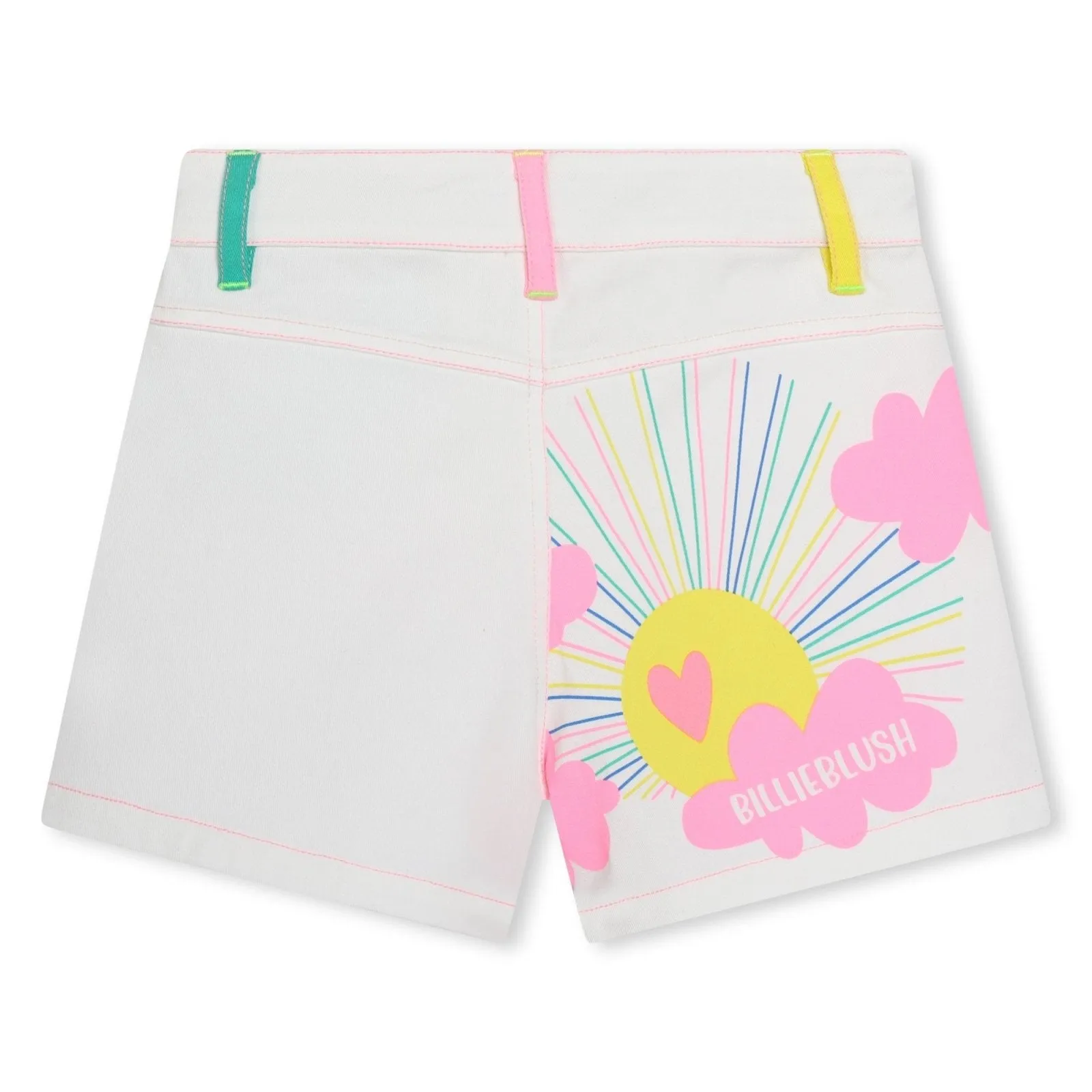 Billieblush Girls White and Neon Sunny Print Twill Shorts