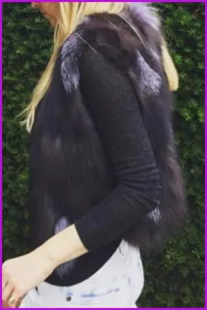 Black Fox Fur Gilet 50cm