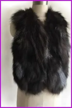 Black Fox Fur Gilet 50cm