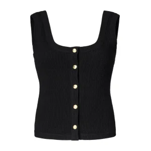 Black Waffle Knitted Vest