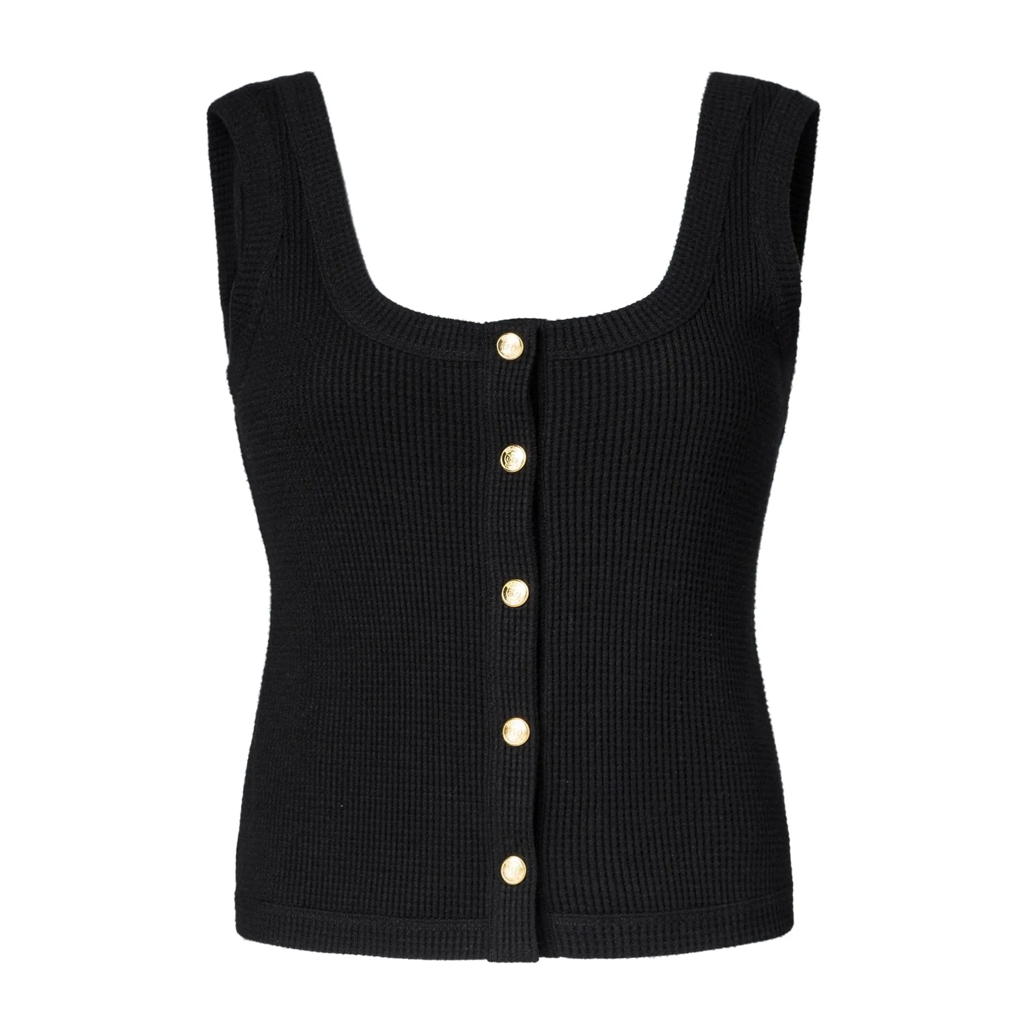 Black Waffle Knitted Vest