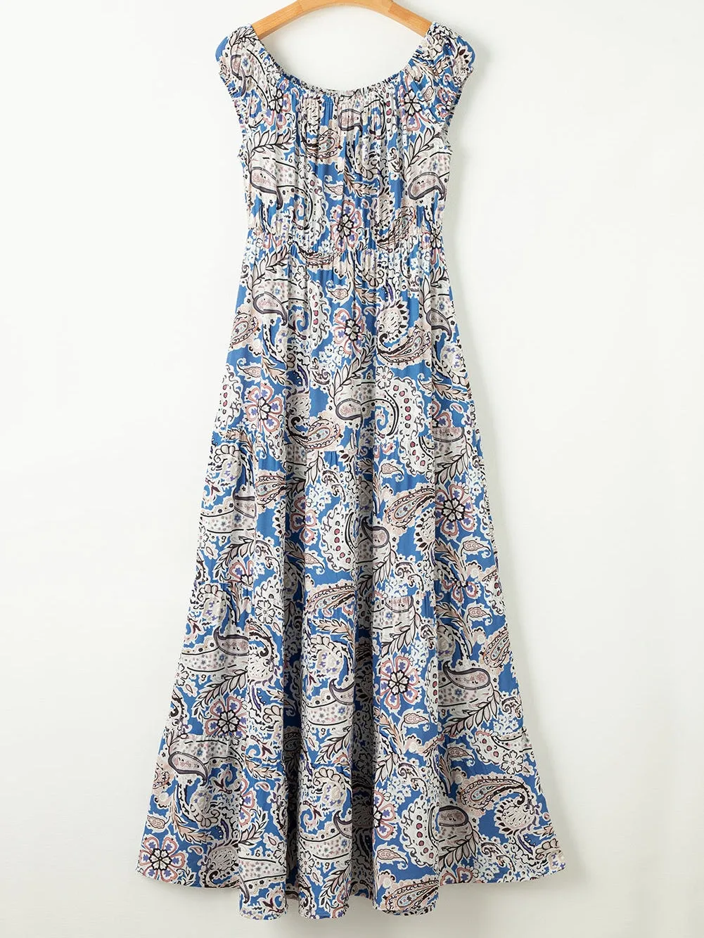 Blue and White Floral Print Wide-Leg Jumpsuit