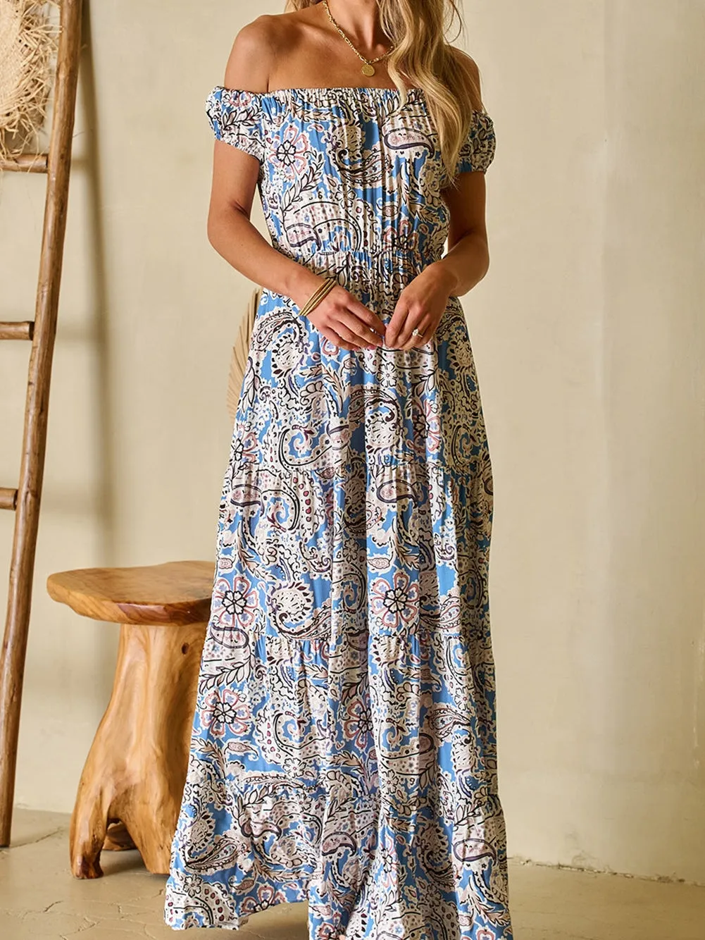 Blue and White Floral Print Wide-Leg Jumpsuit