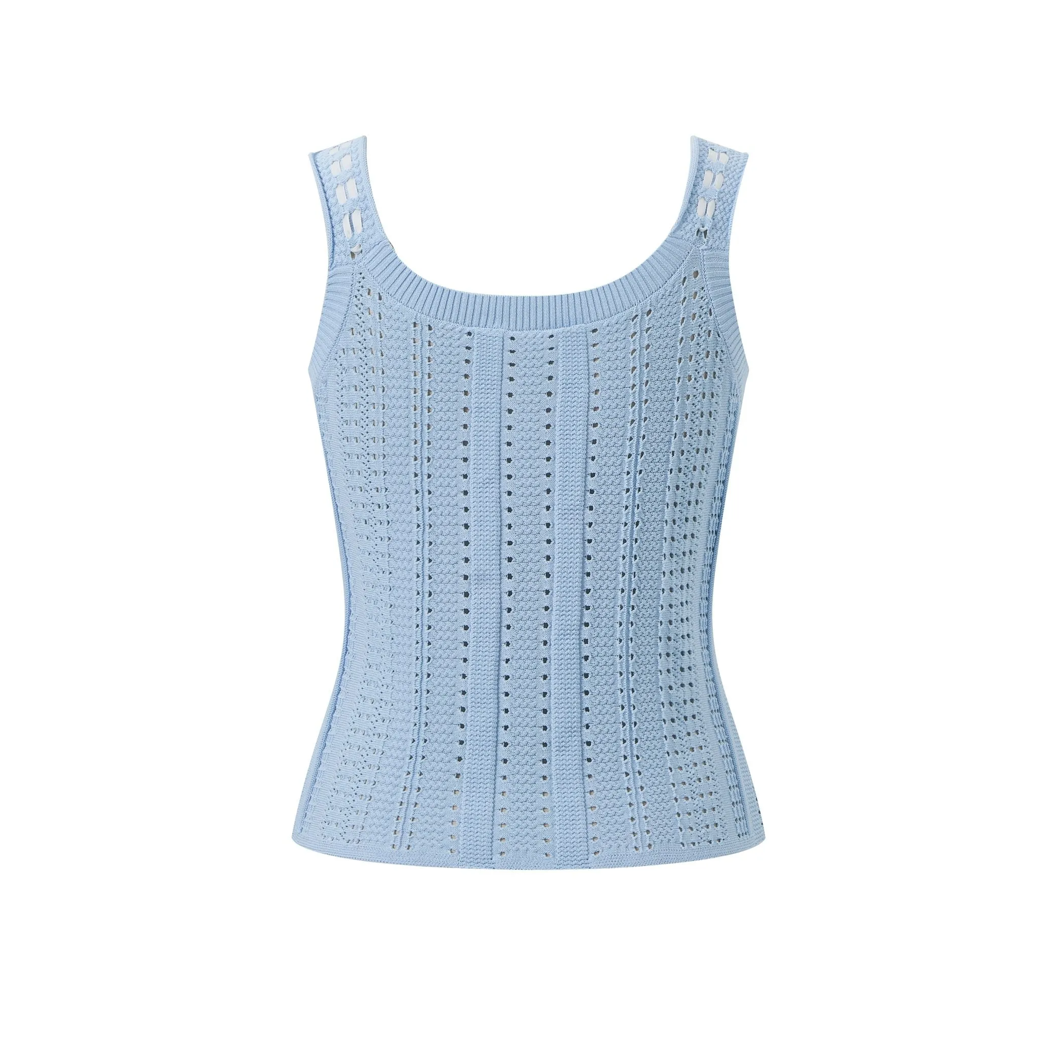 Blue Bow Cutout Knitted Vest