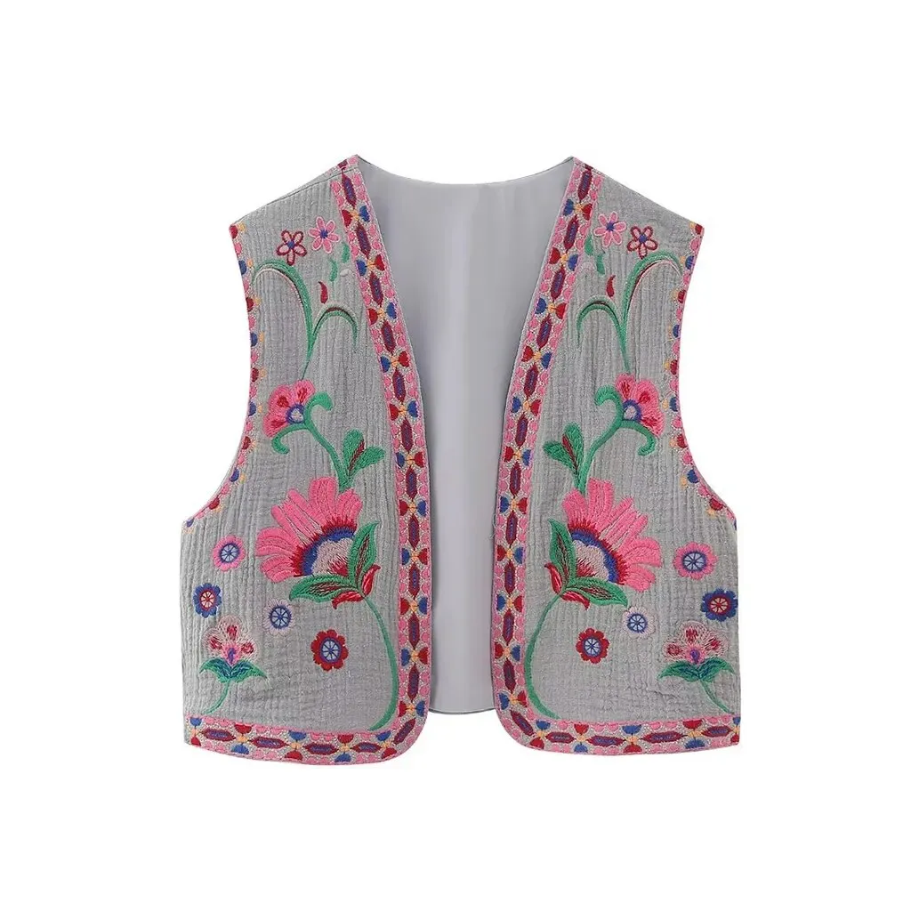 Bohemian Vintage Floral Embroidered Vest