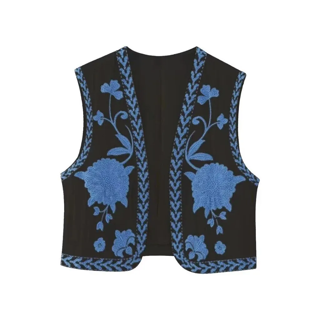 Bohemian Vintage Floral Embroidered Vest