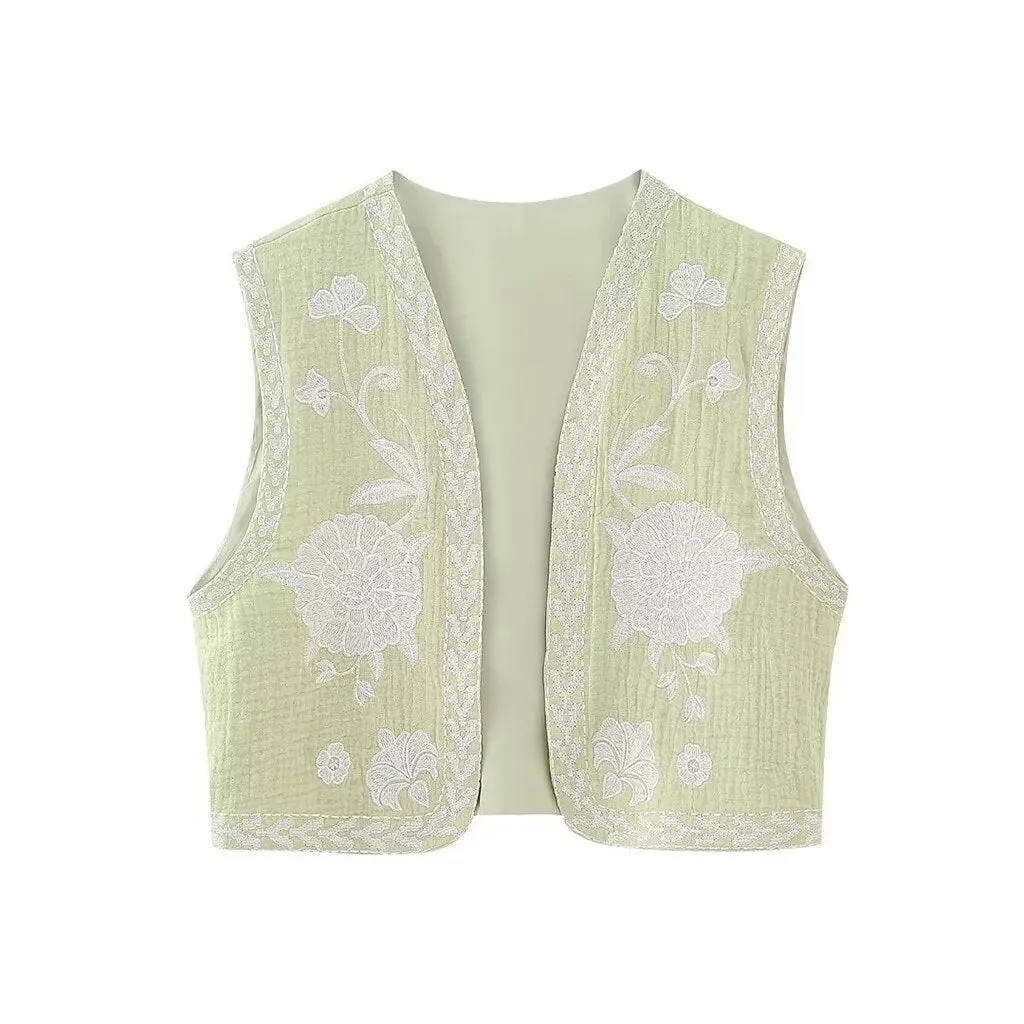 Bohemian Vintage Floral Embroidered Vest