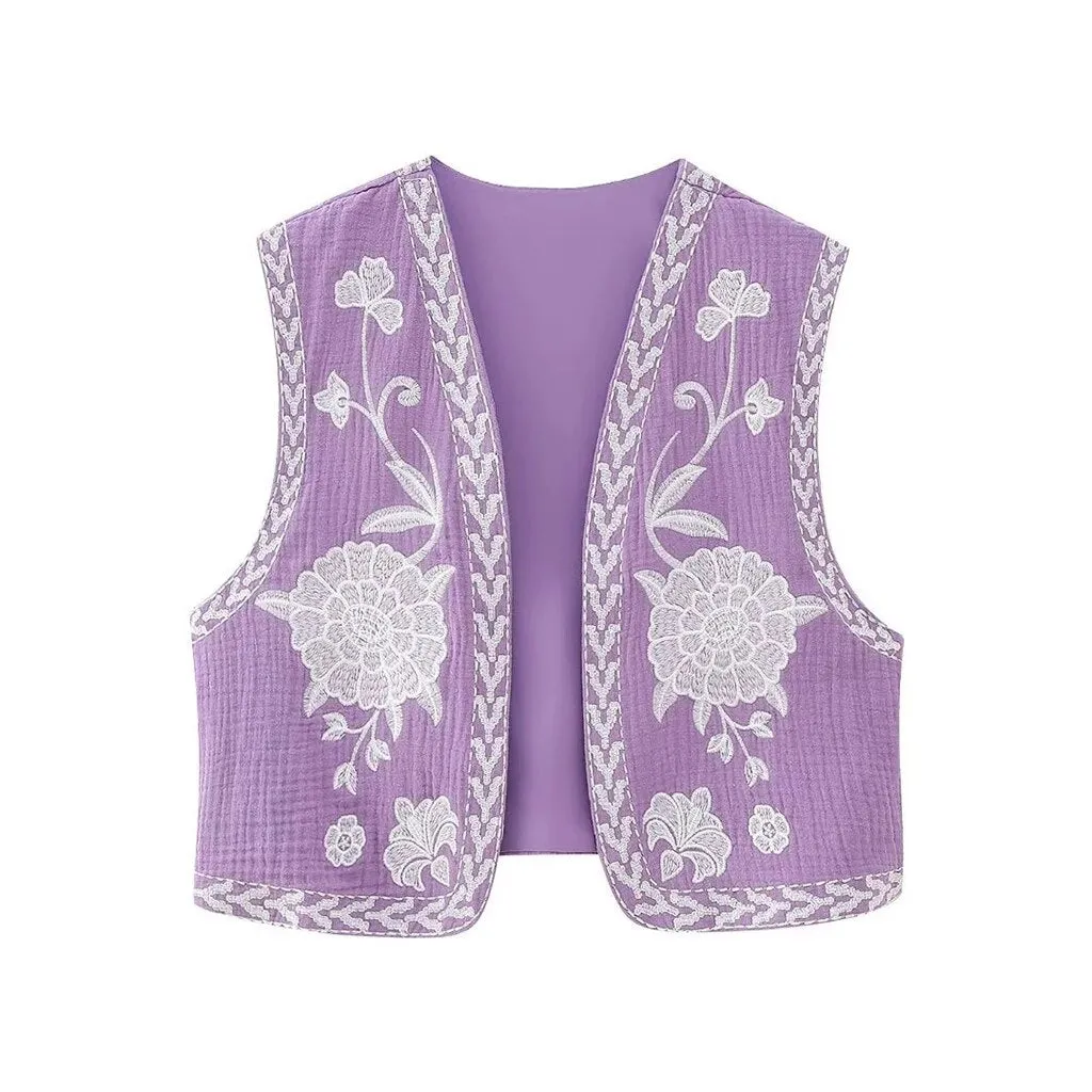 Bohemian Vintage Floral Embroidered Vest