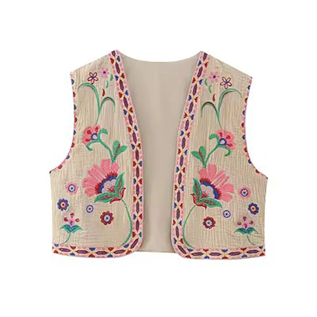 Bohemian Vintage Floral Embroidered Vest