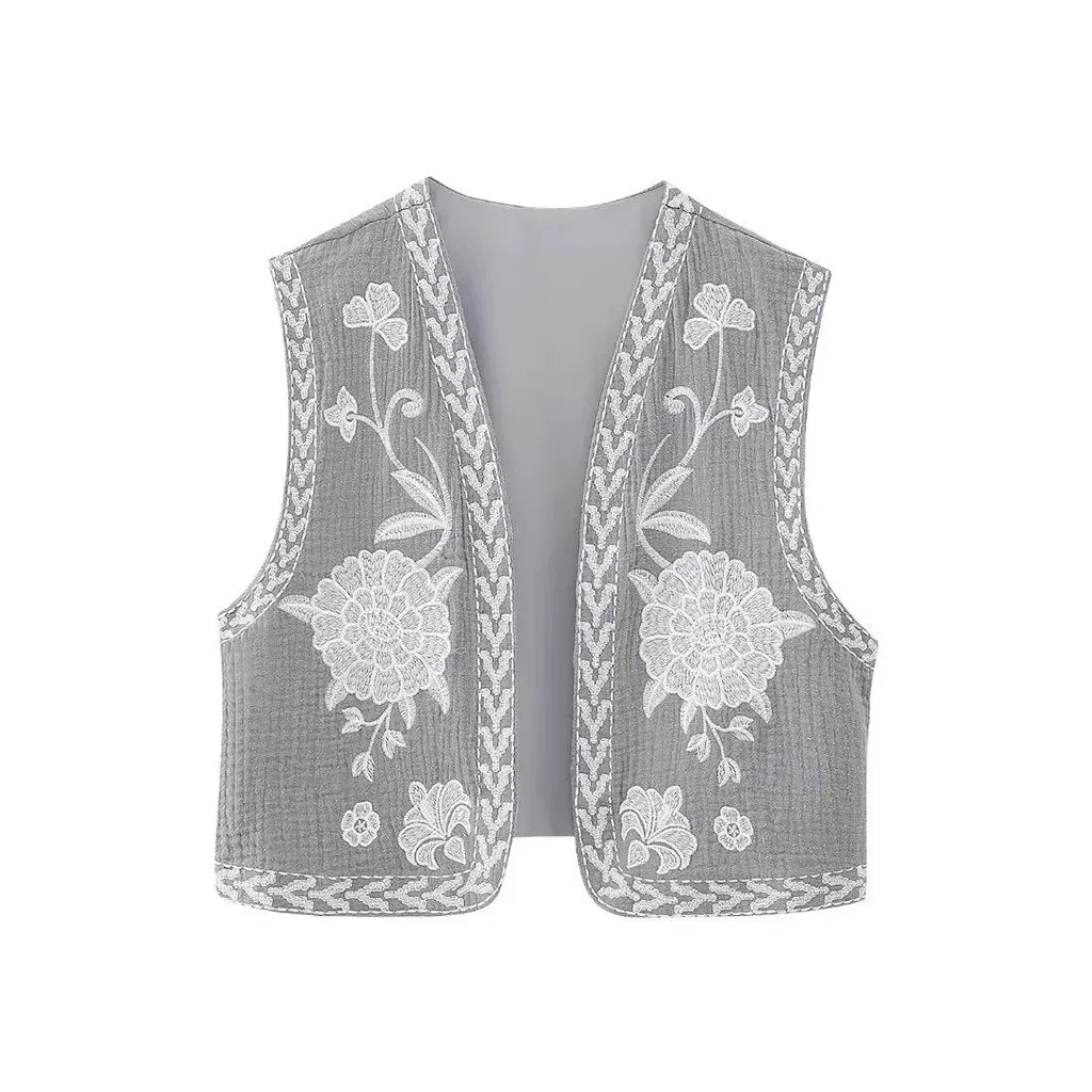 Bohemian Vintage Floral Embroidered Vest