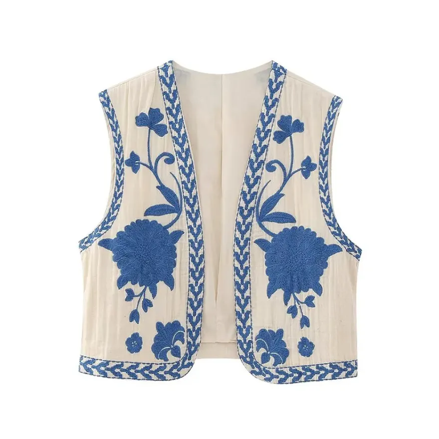 Bohemian Vintage Floral Embroidered Vest