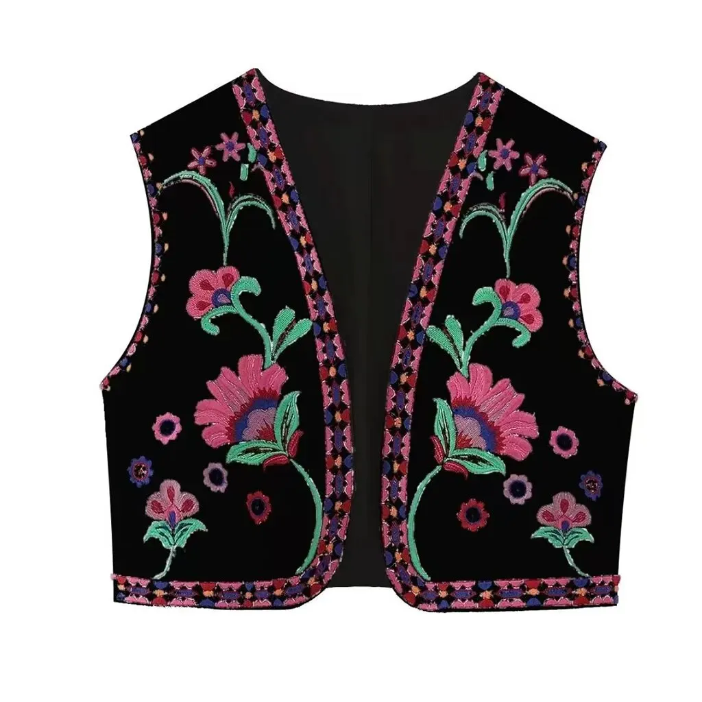 Bohemian Vintage Floral Embroidered Vest