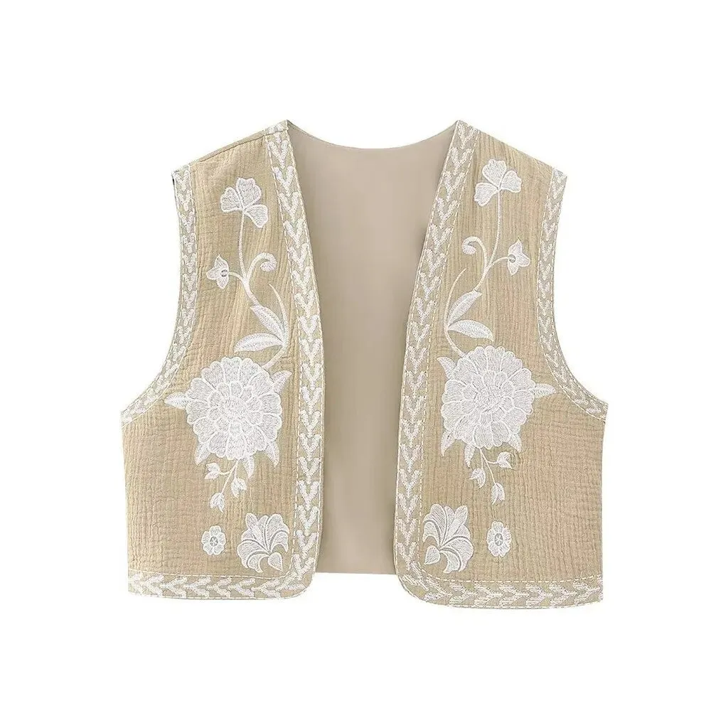 Bohemian Vintage Floral Embroidered Vest