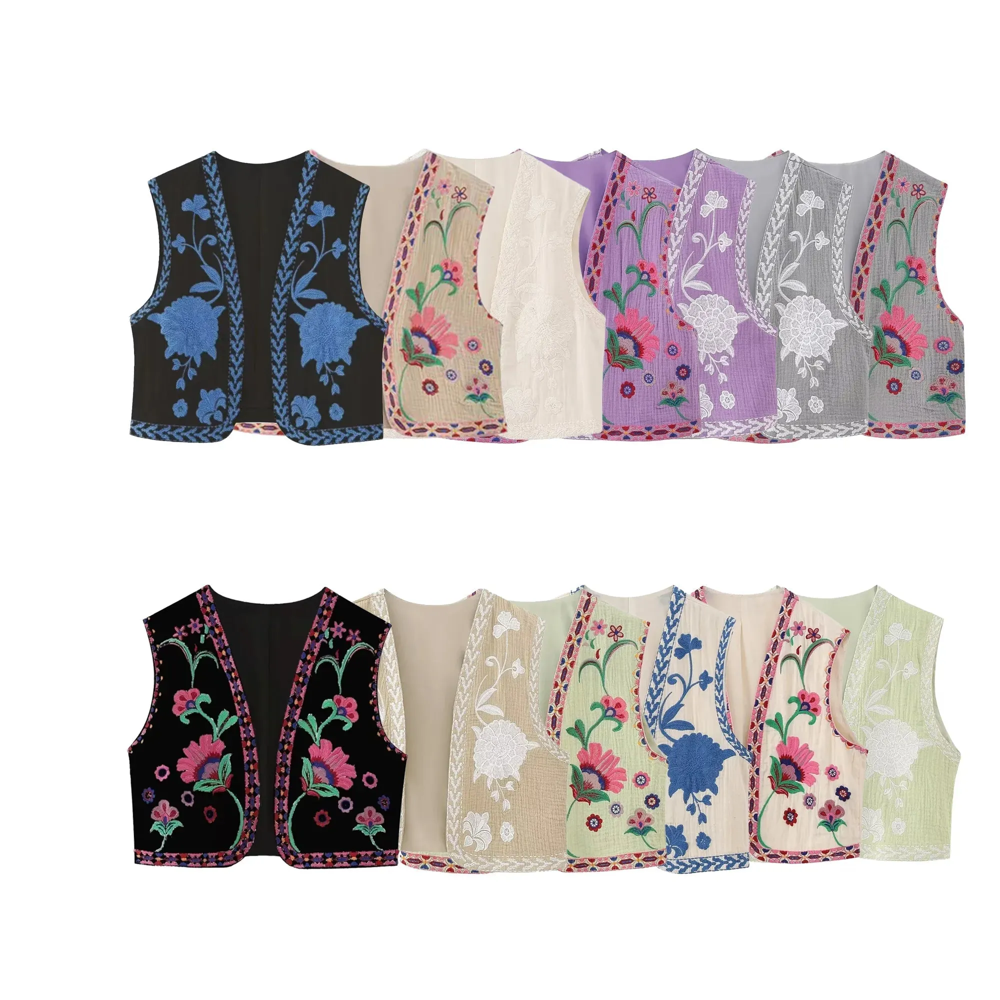 Bohemian Vintage Floral Embroidered Vest