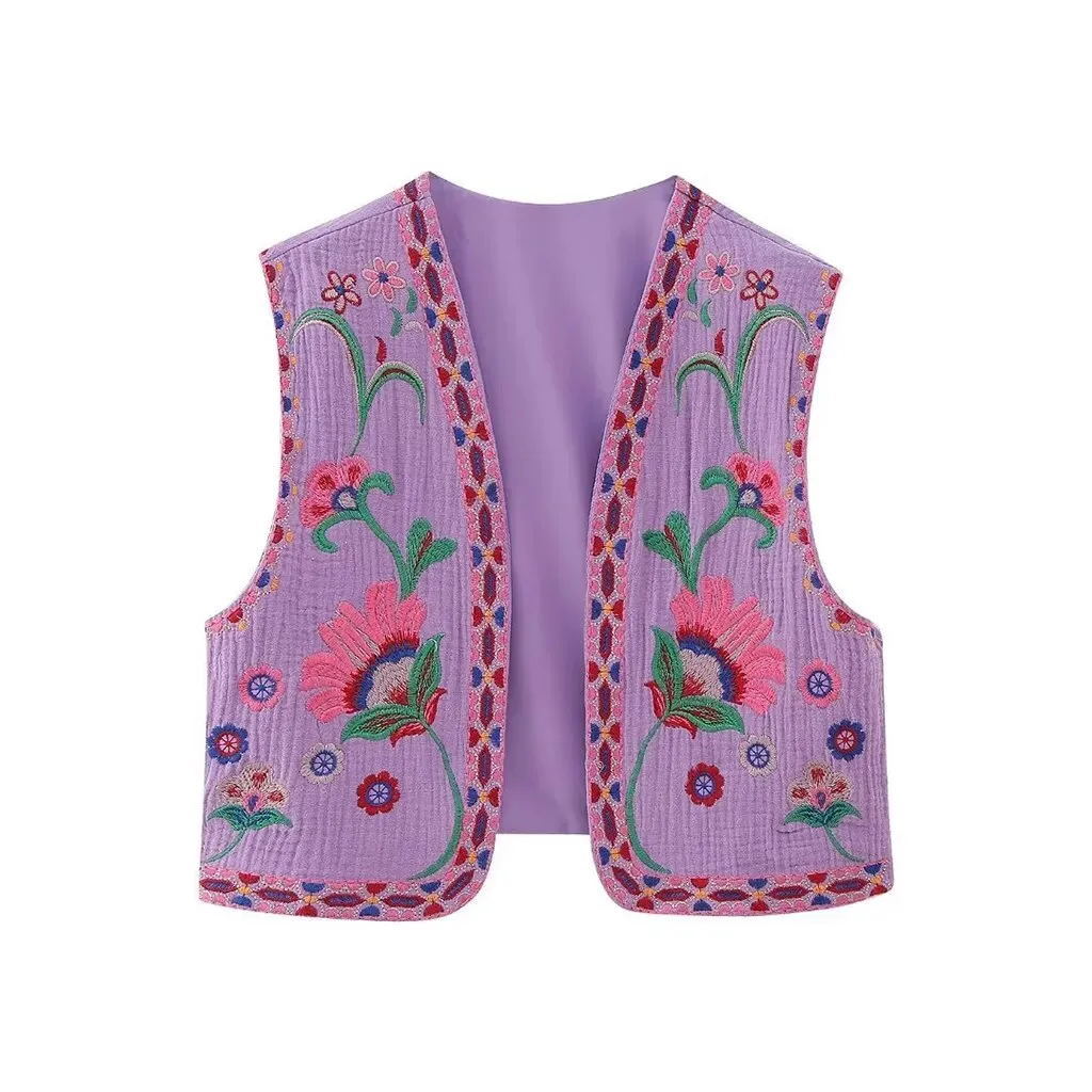 Bohemian Vintage Floral Embroidered Vest