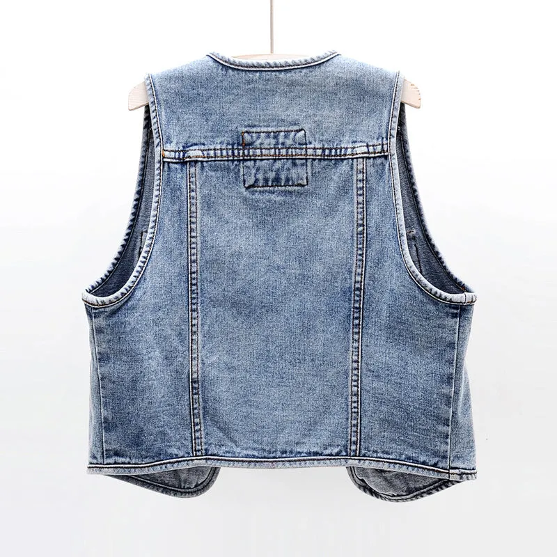 Boho Diva Denim Travel Vest