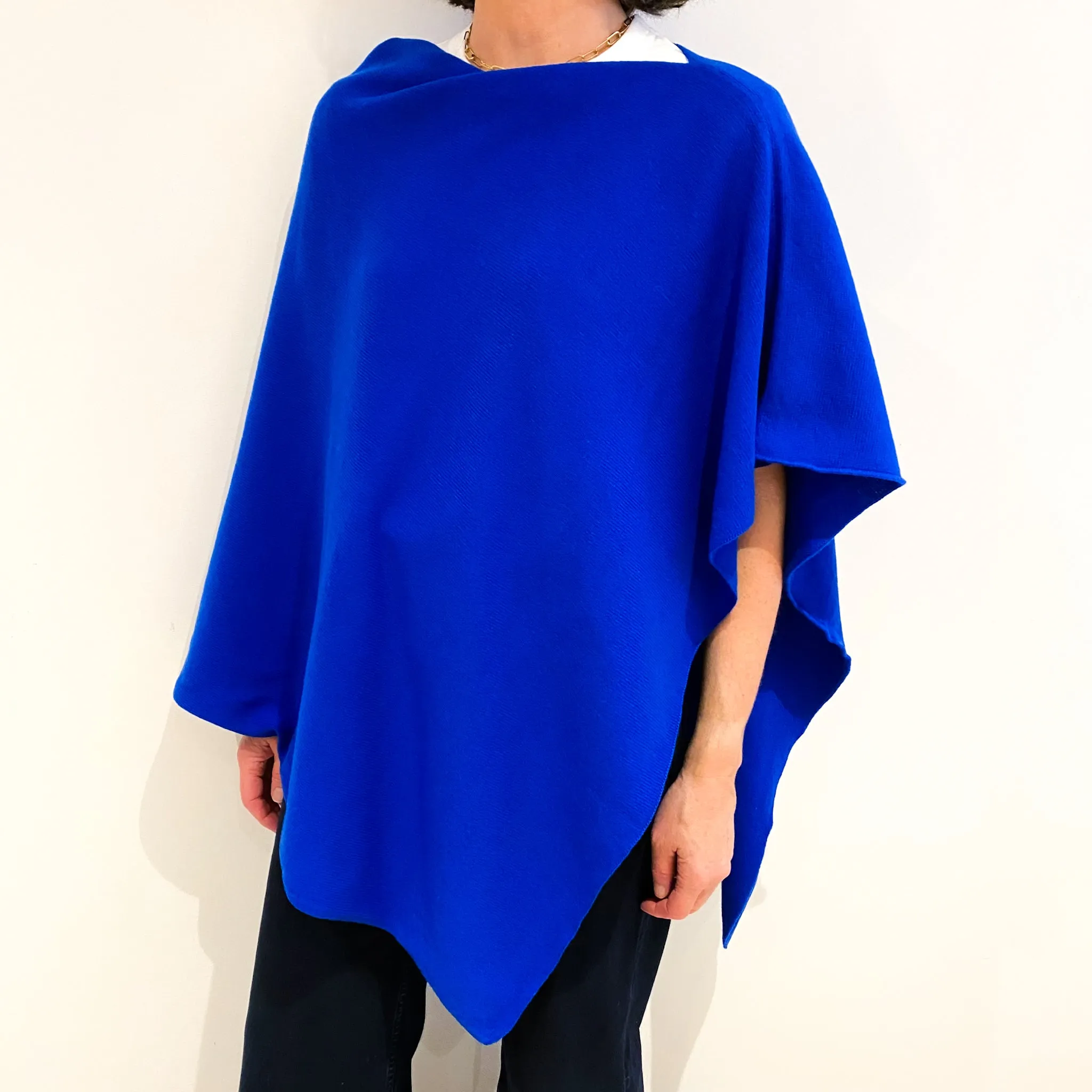 Brand New Scottish Azure Blue Cashmere Poncho One Size