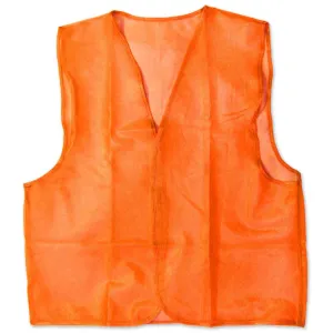 Bright Neon Orange Mesh Safety Vest - Loop & Pile Fastener  - SW-SW-RED-YW