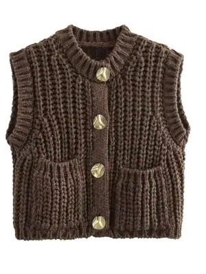 Brown knitted vest