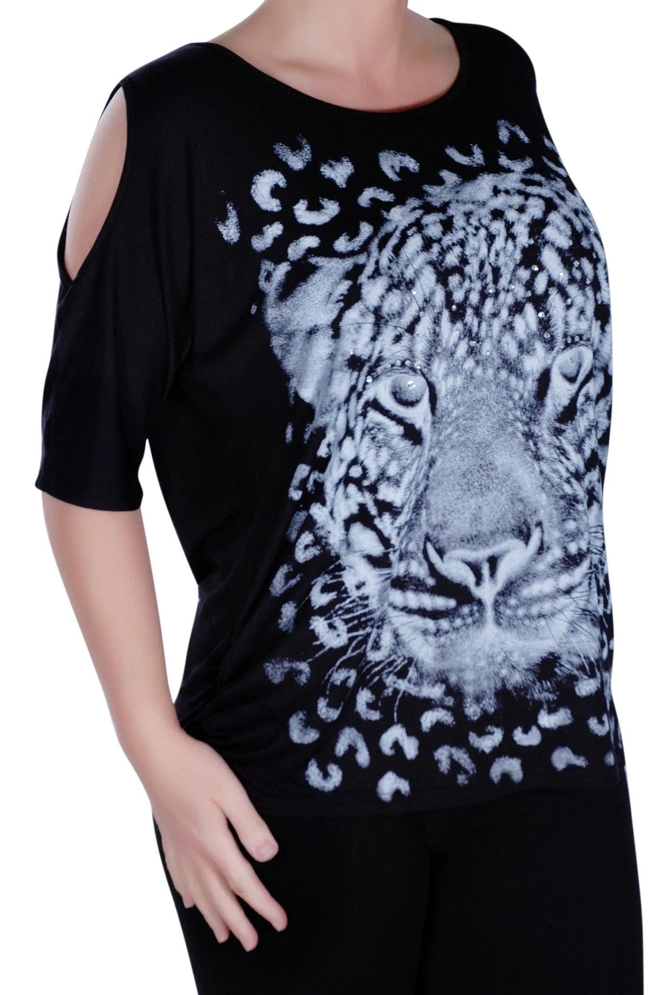 Cairo Tiger Print Off the Shoulder Tunic Top