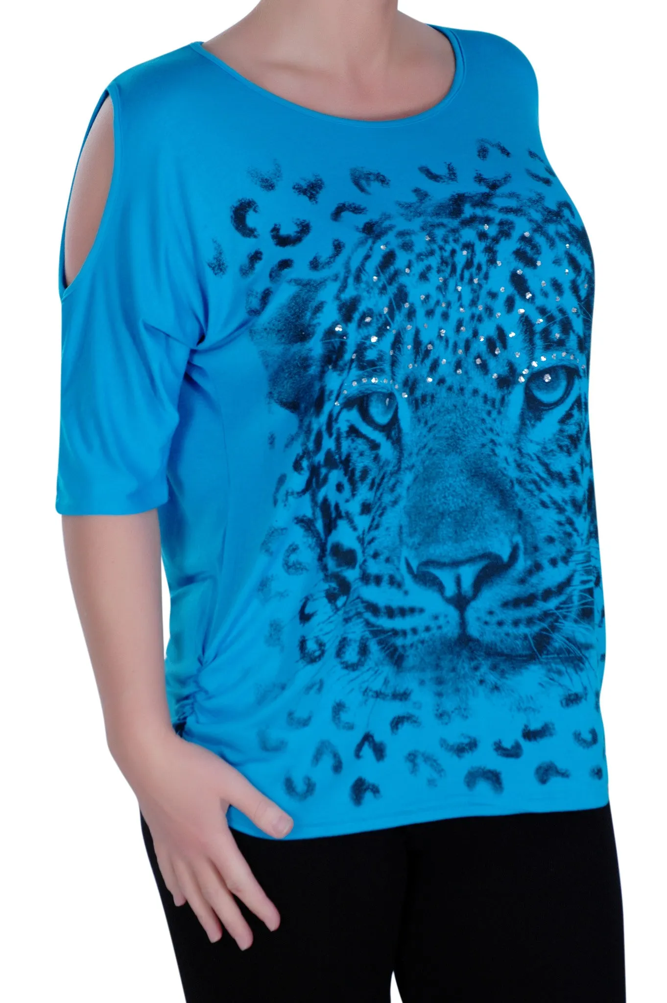 Cairo Tiger Print Off the Shoulder Tunic Top