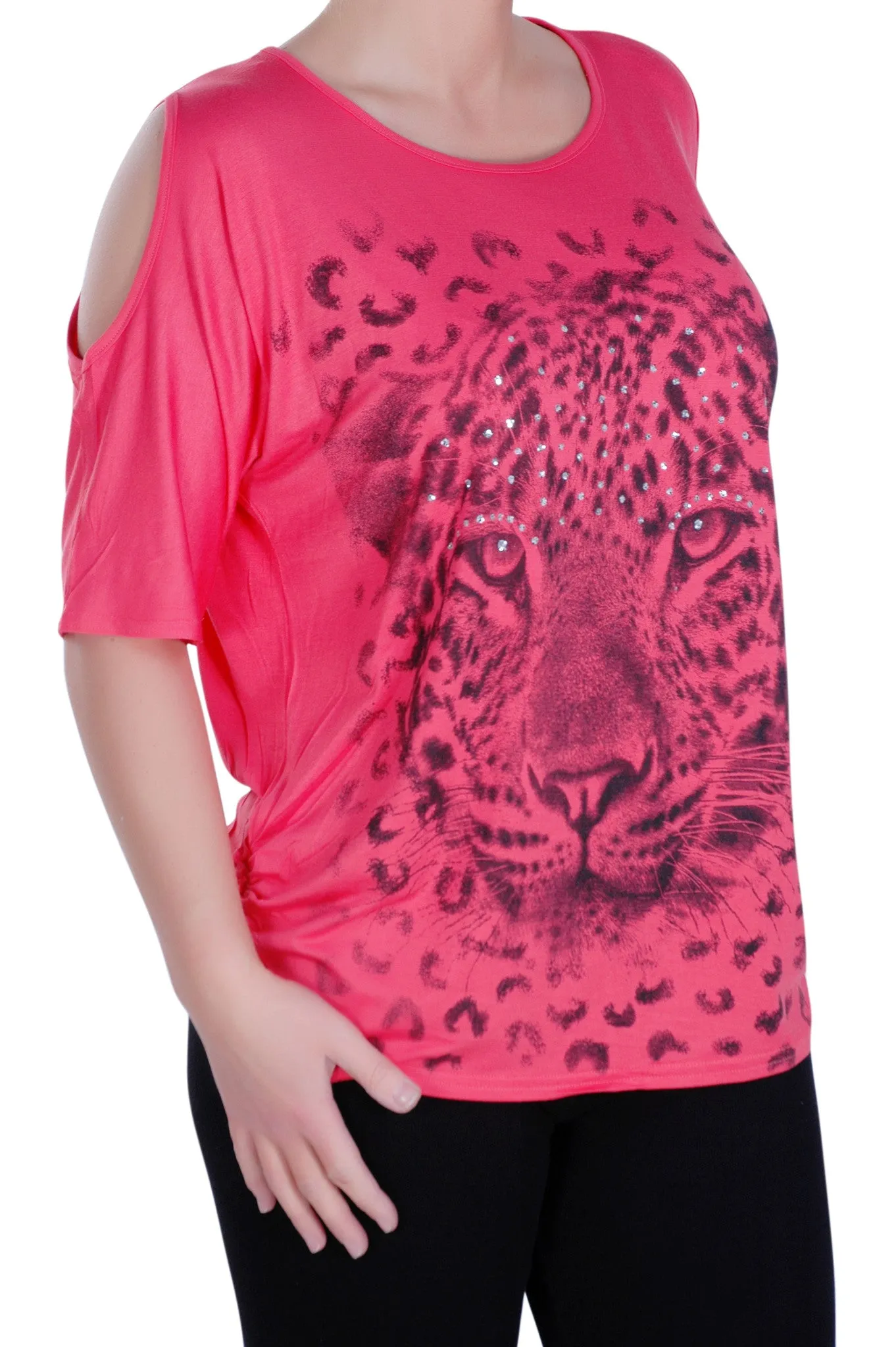 Cairo Tiger Print Off the Shoulder Tunic Top