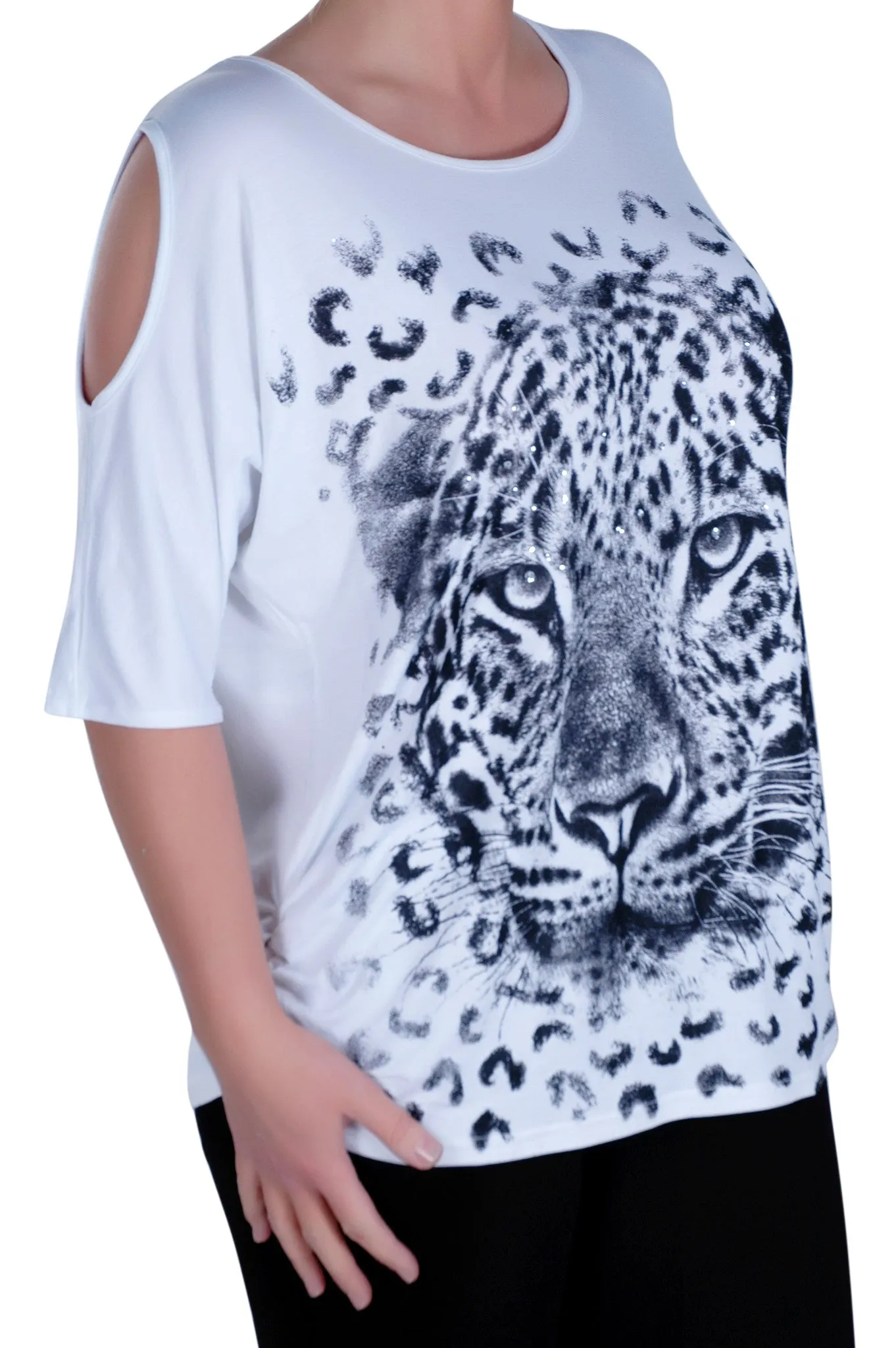 Cairo Tiger Print Off the Shoulder Tunic Top