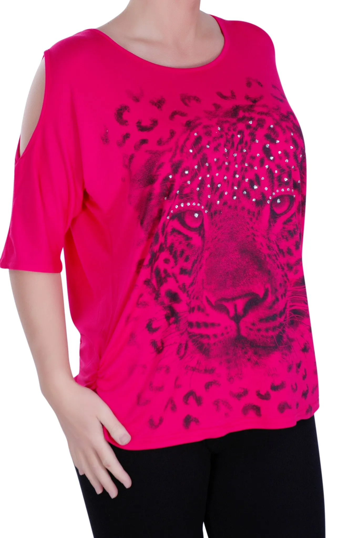 Cairo Tiger Print Off the Shoulder Tunic Top