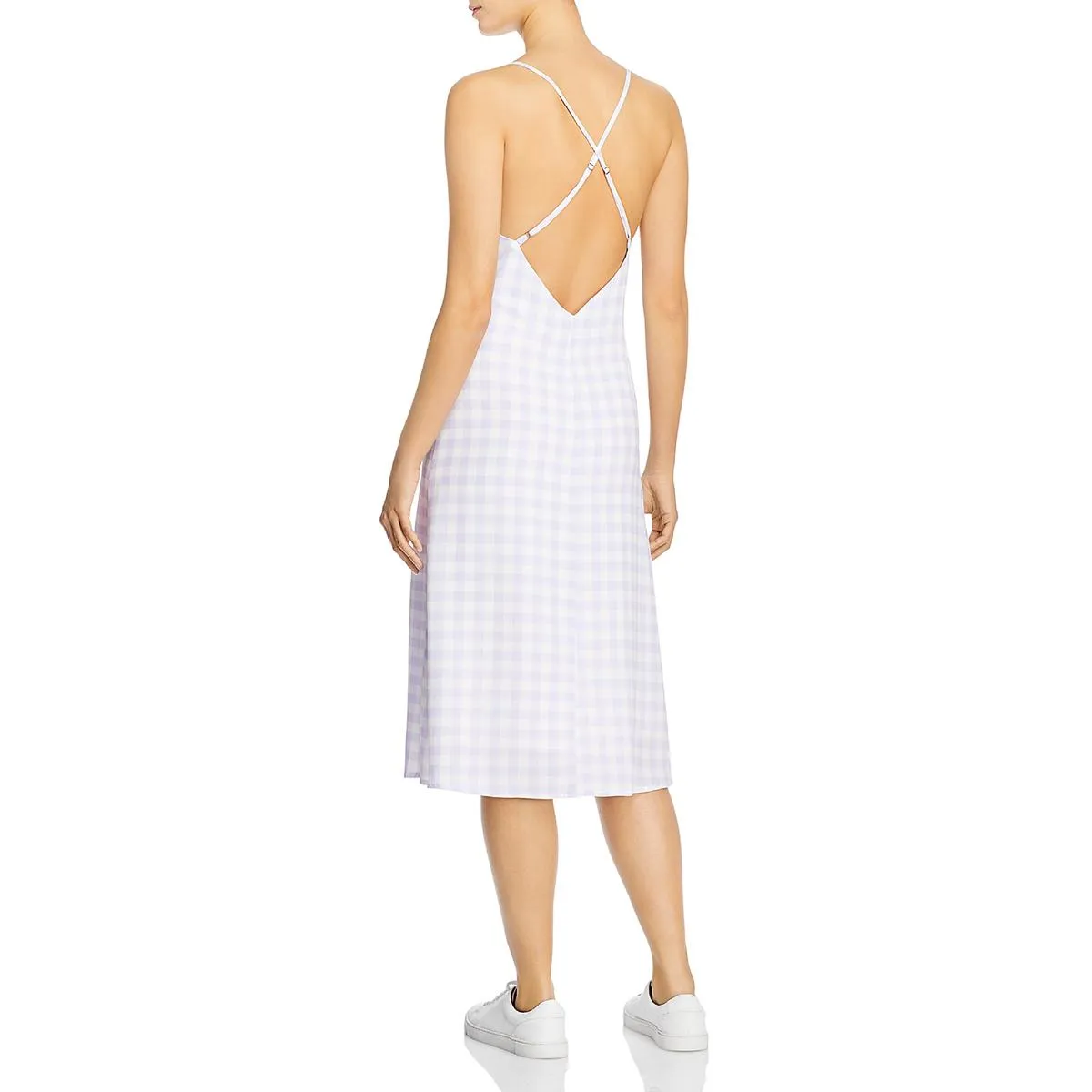 Charlie Holiday Womens Check Print Midi Slip Dress