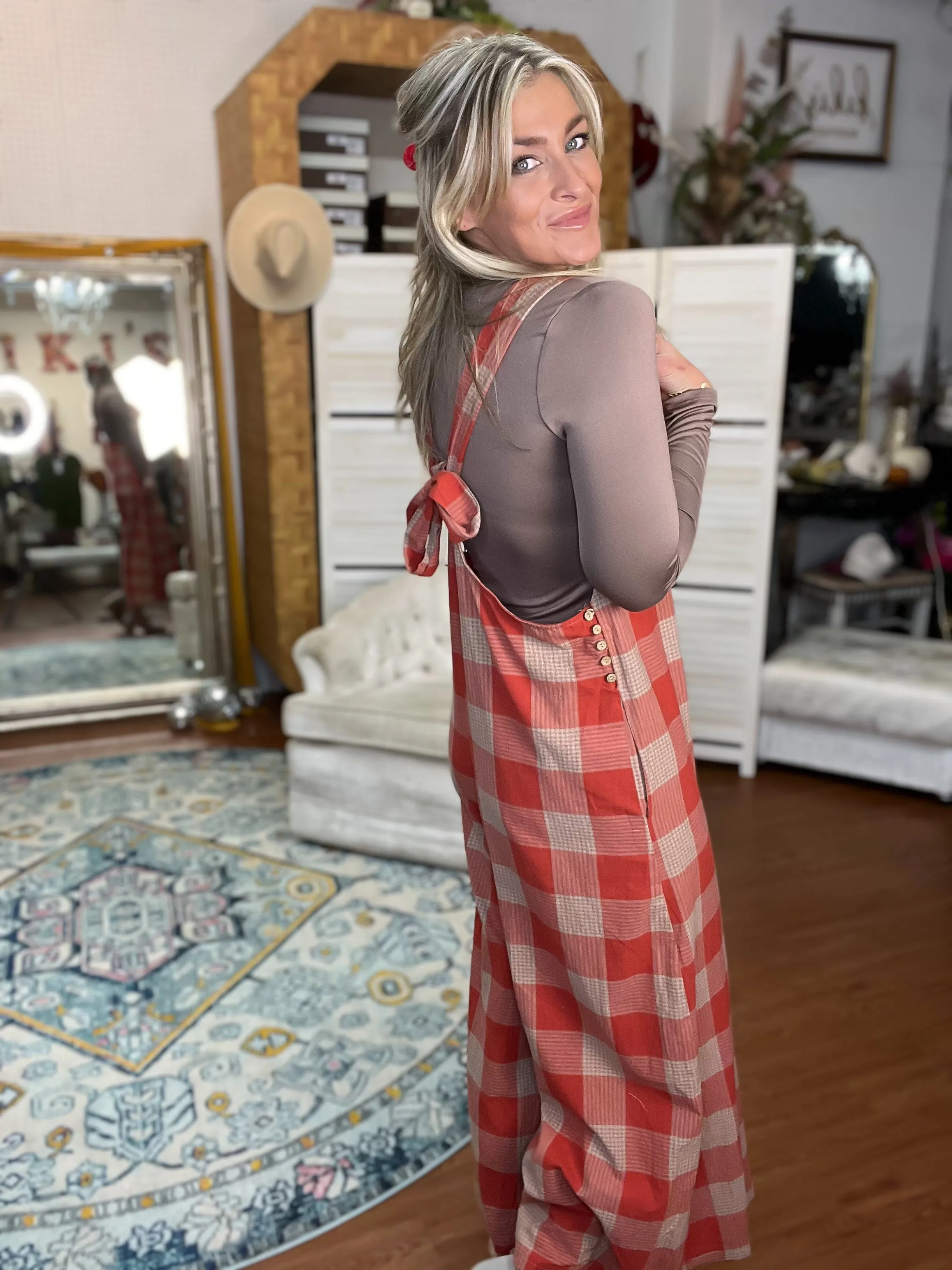 Checkered Wide Leg Jumpsuit