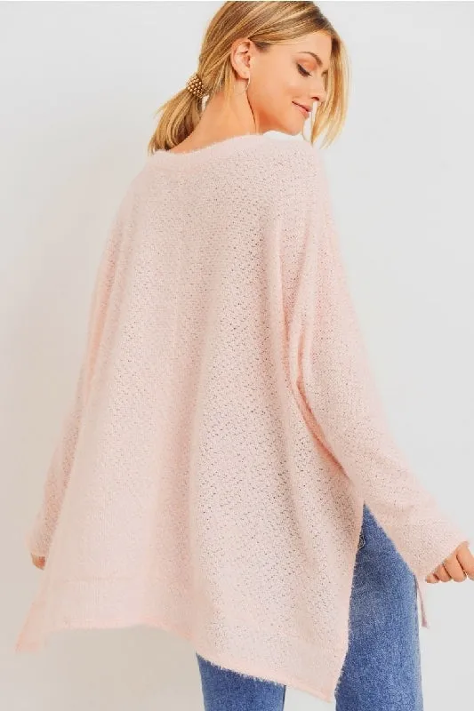 Cherish Brushed Eyelash Knit Top - Pink