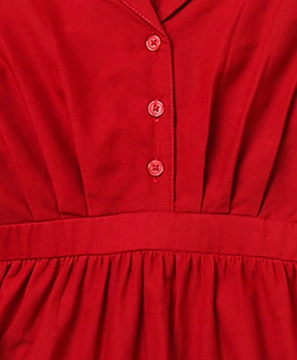 Cherry Red Flared Schiffly Dress